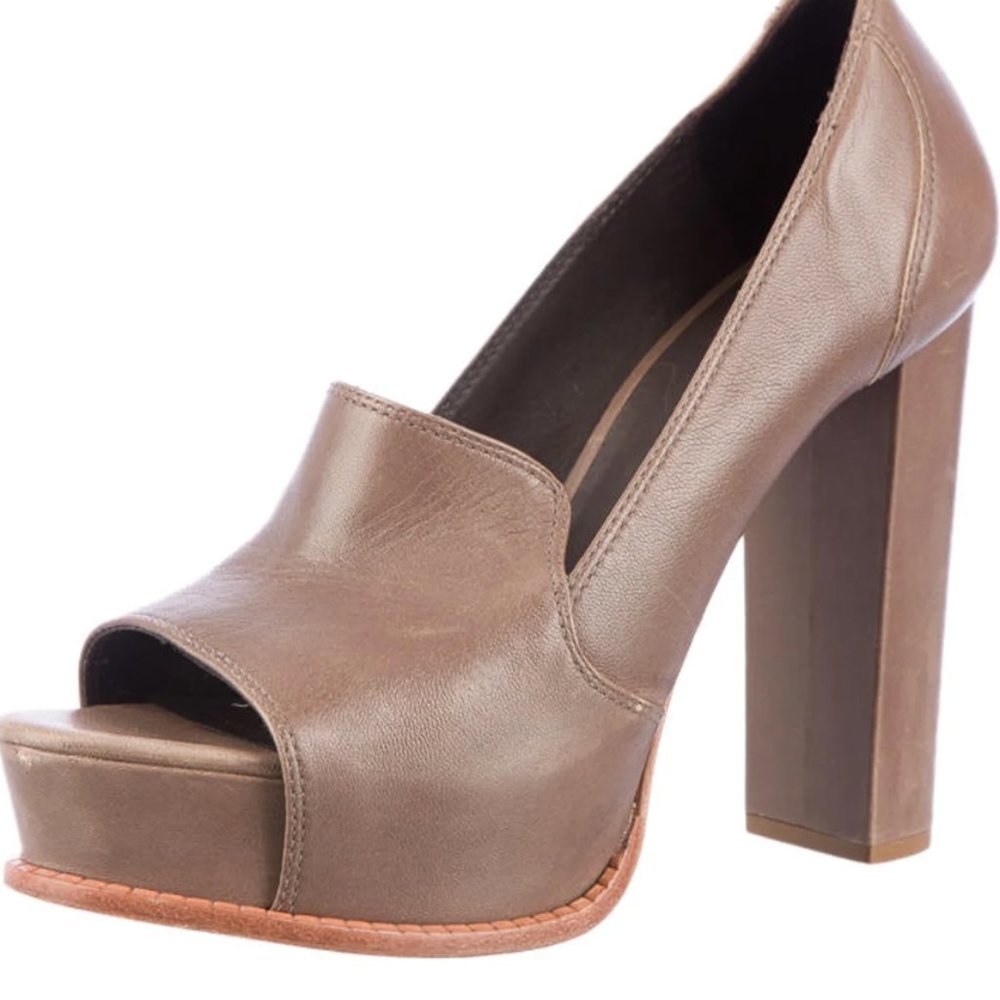 Elizabeth and James Mae Platform Pump Heels- Taupe